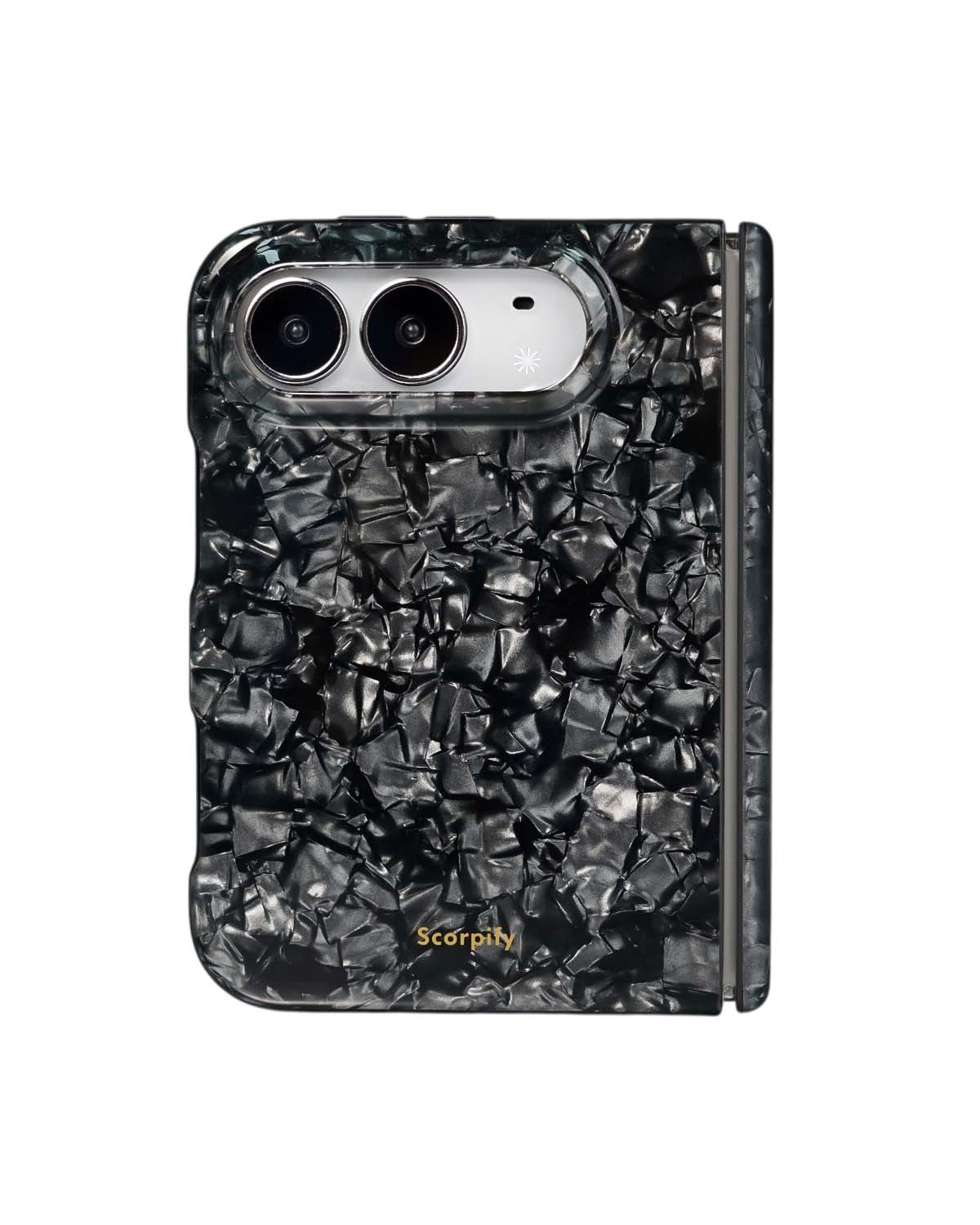 Black mother-of-pearl shell print iPhone Duo case with MagSafe compatibility