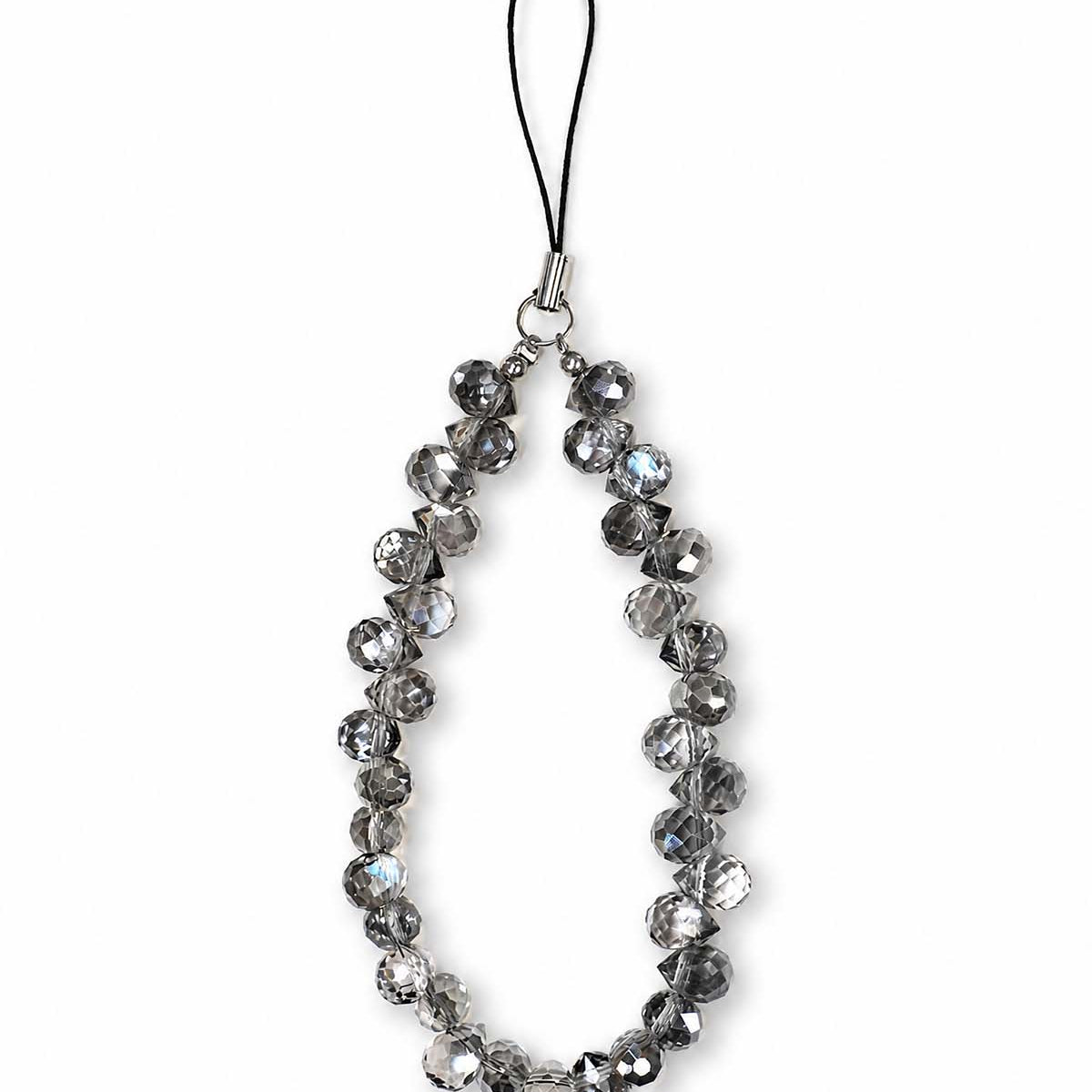 Midnight teardrop phone charm with glossy dark beads