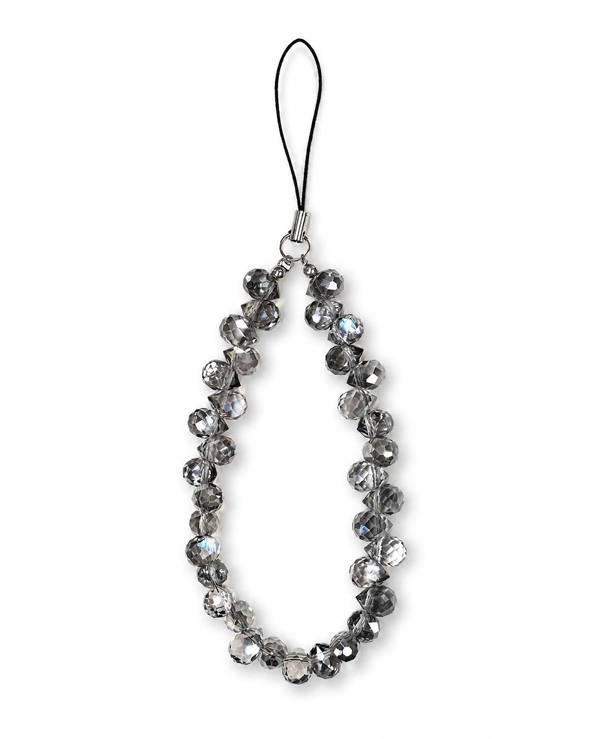 Midnight teardrop phone charm with glossy dark beads