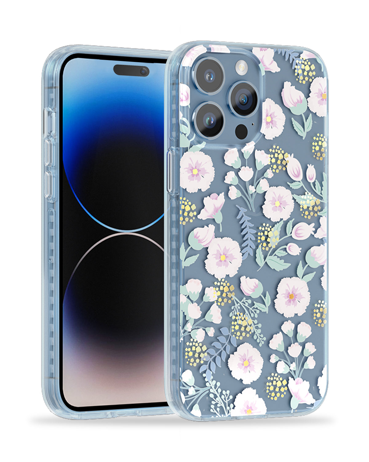 Elegant Blue iPhone Case Featuring Carnation Bloom Pattern