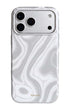 Silver swirl leather MagSafe iPhone case, back view