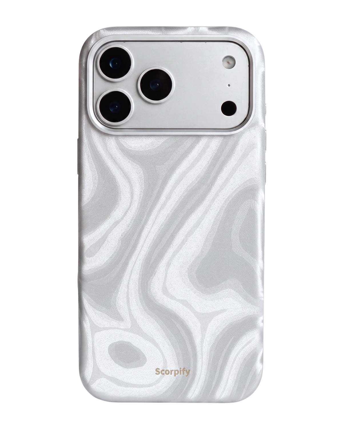 Silver swirl leather MagSafe iPhone case, back view