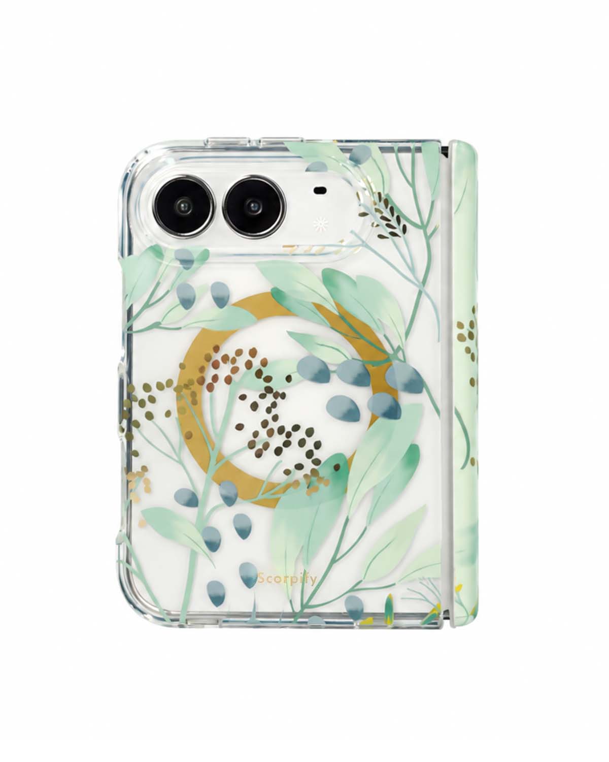 Summer Meadow green botanical print iPhone Duo case with MagSafe compatibility
