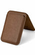 Classic brown iPhone leather wallet, open flat view