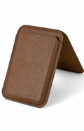 Classic brown iPhone leather wallet, open flat view