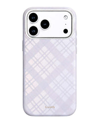 Lavender tartan leather MagSafe iPhone case, back view