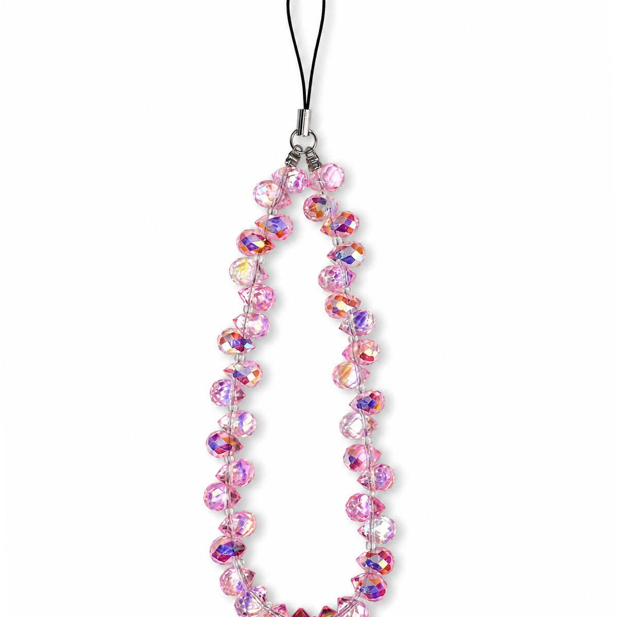 Pink teardrop phone charm with glossy bead detail