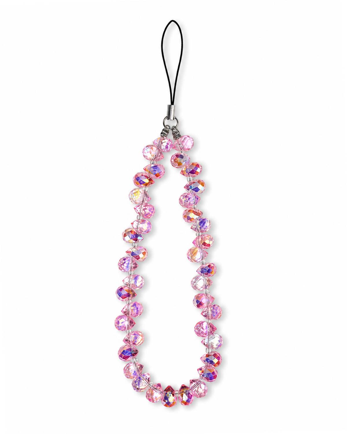 Pink teardrop phone charm with glossy bead detail