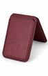 Wine red iPhone leather wallet, open flat view