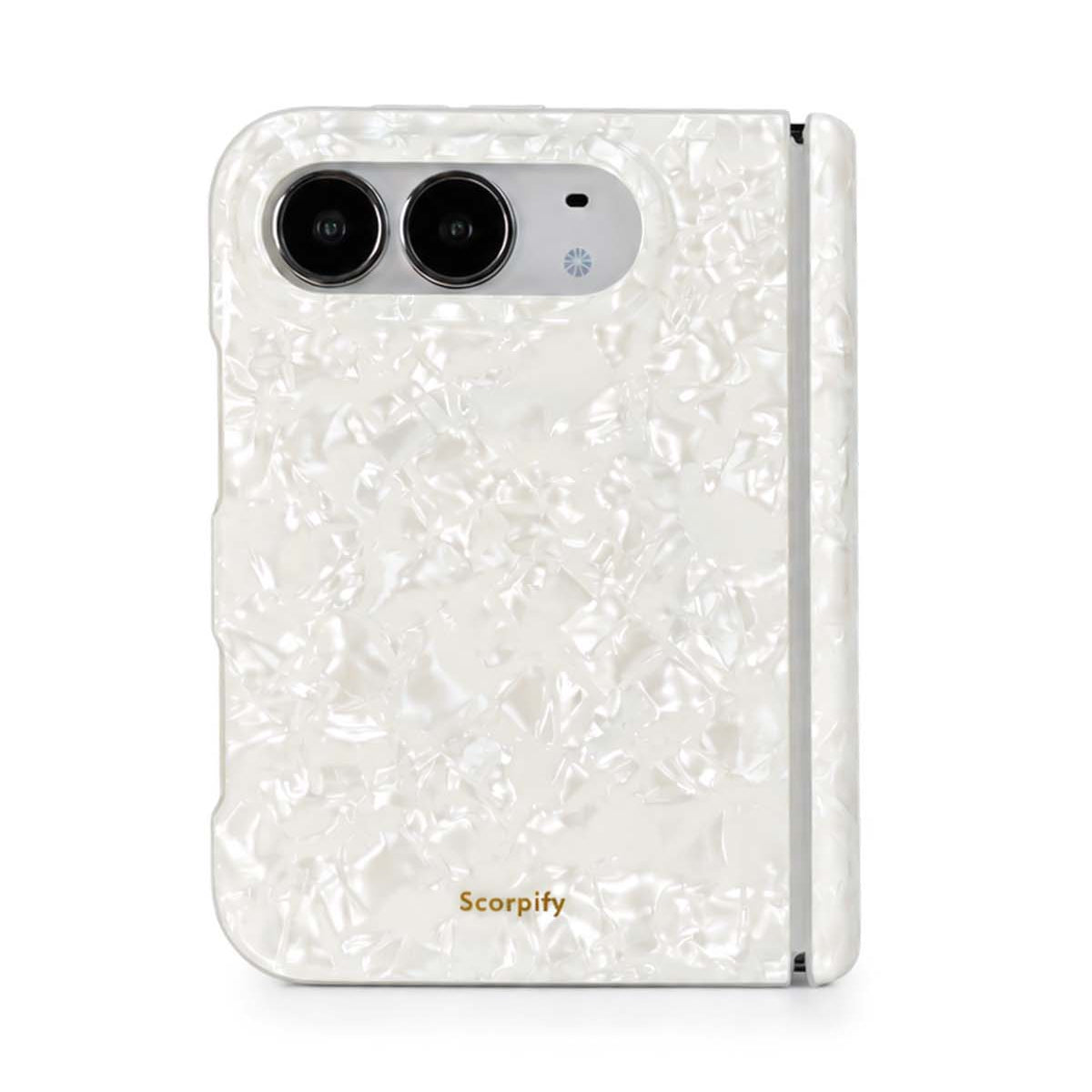 White mother-of-pearl iPhone Duo case with MagSafe compatibility