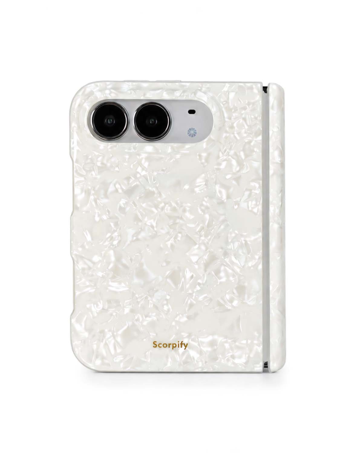 White mother-of-pearl iPhone Duo case with MagSafe compatibility