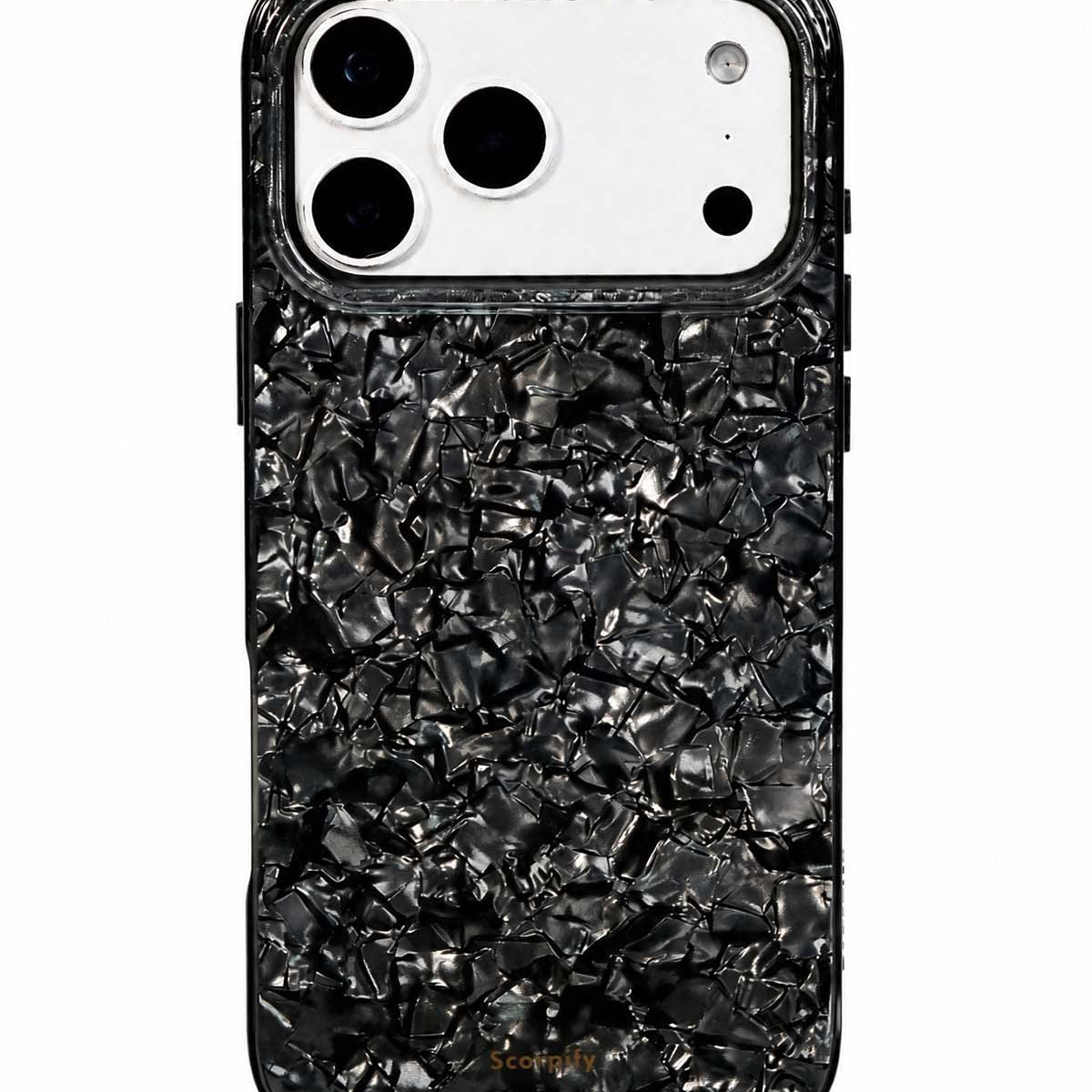 Noir Pearl MagSafe iPhone Case front view with dark iridescent pearl finish