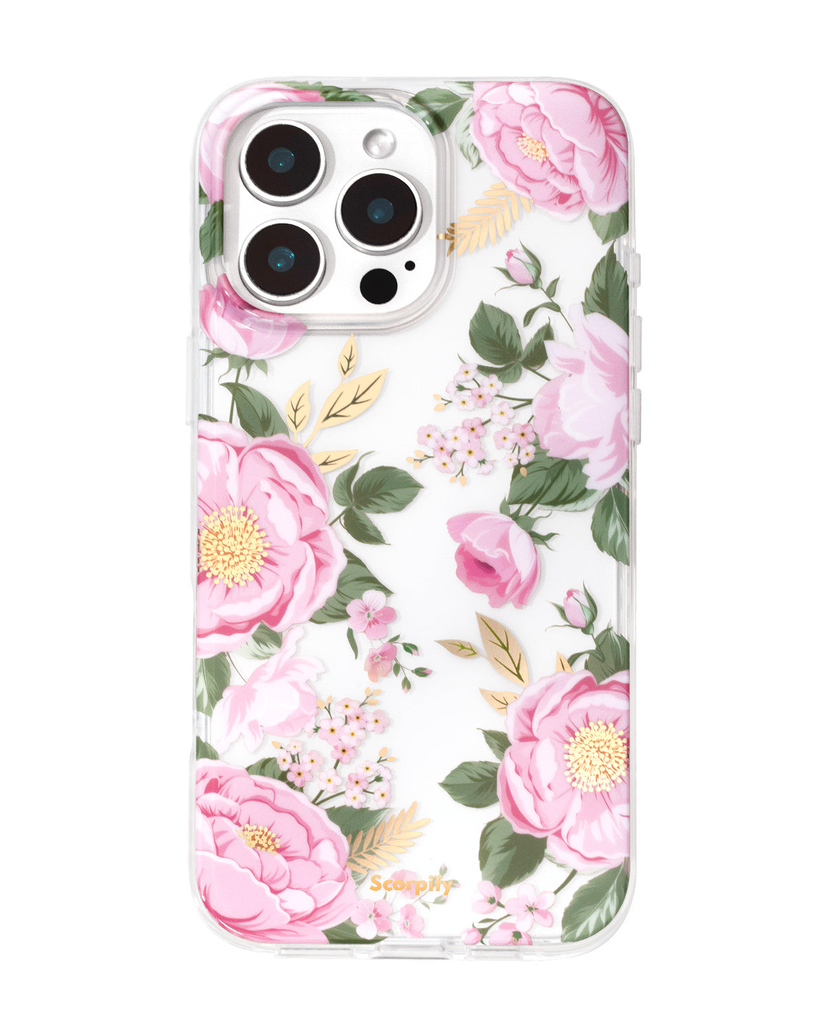 Pink Peony clear floral iPhone case