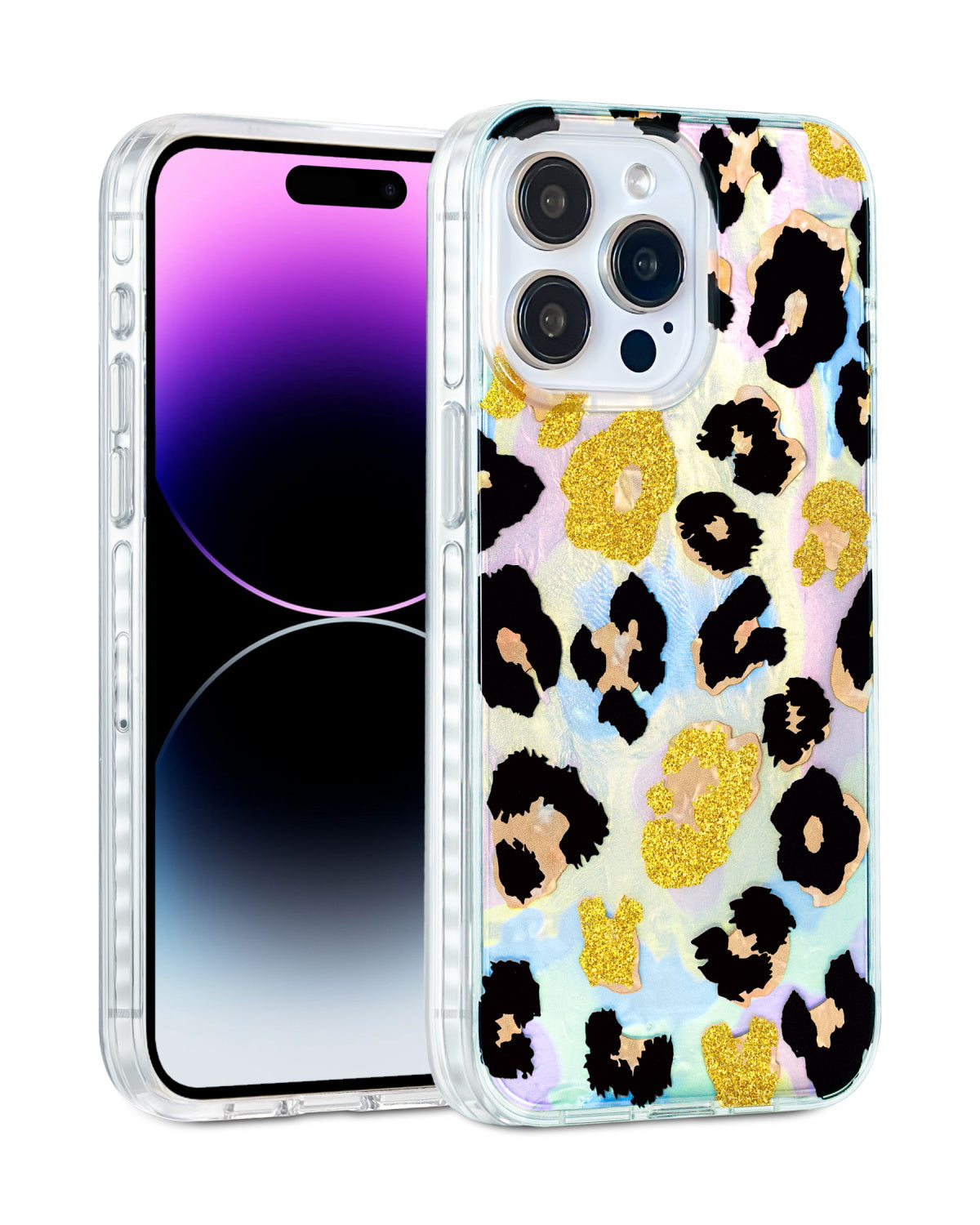 Pearl-detailed leopard style phone cover