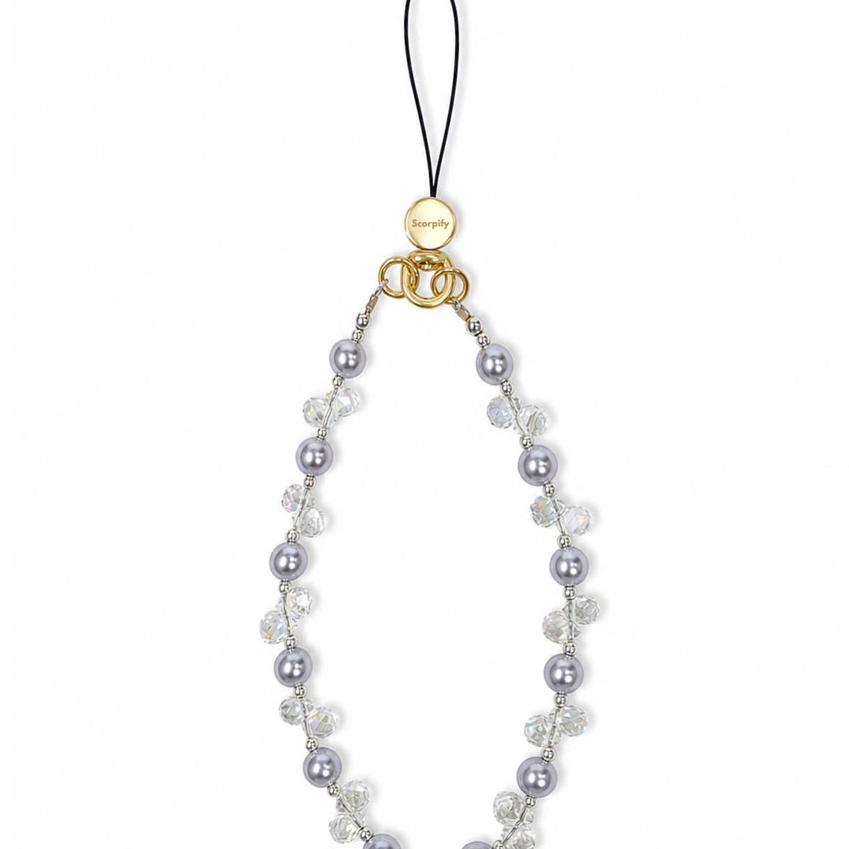 Purple Pearl & Crystal Phone Charm