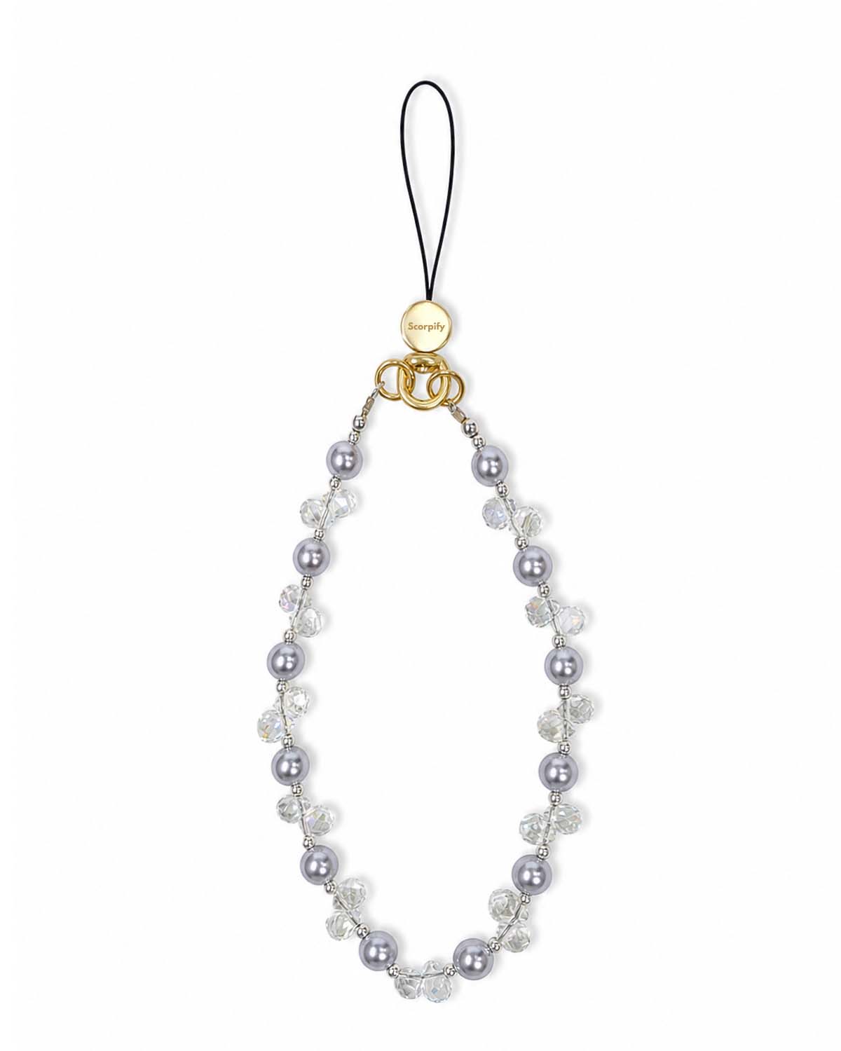 Purple Pearl & Crystal Phone Charm
