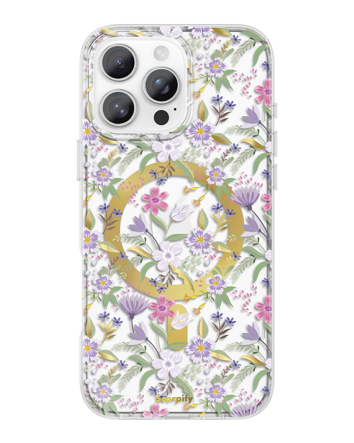 Purple Cherry Blossom floral clear magnetic iPhone case