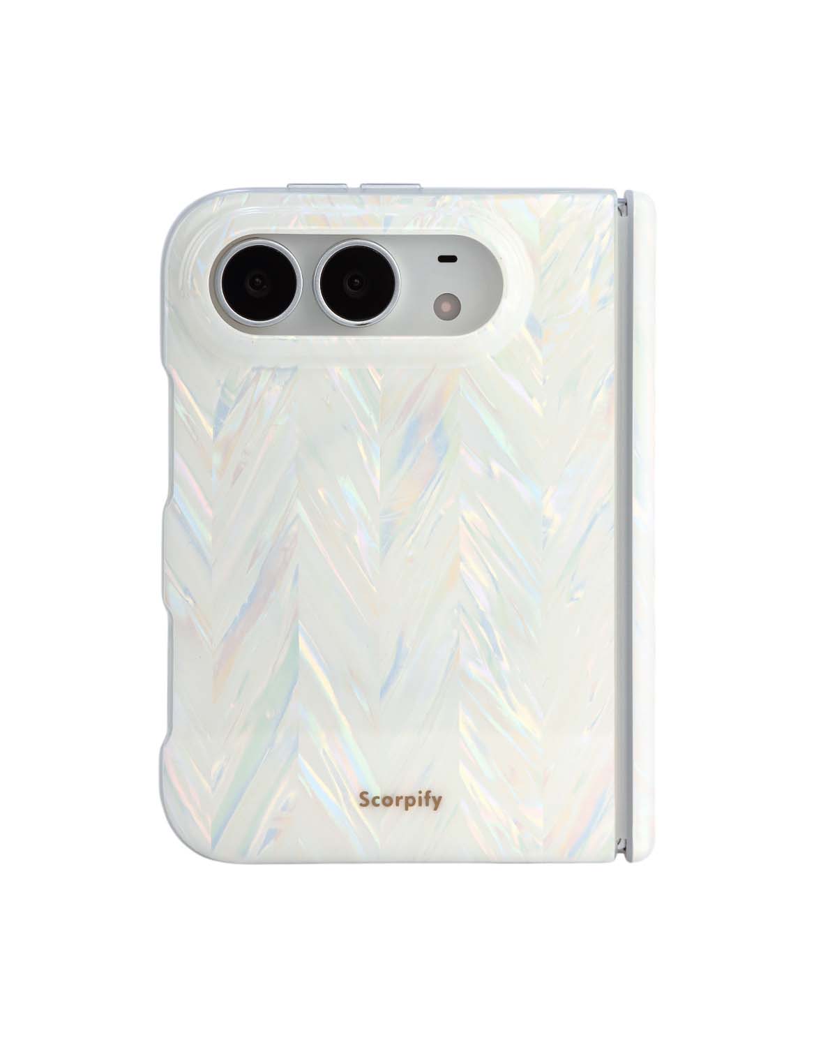 Iridescent aurora herringbone iPhone Duo case with MagSafe compatibility