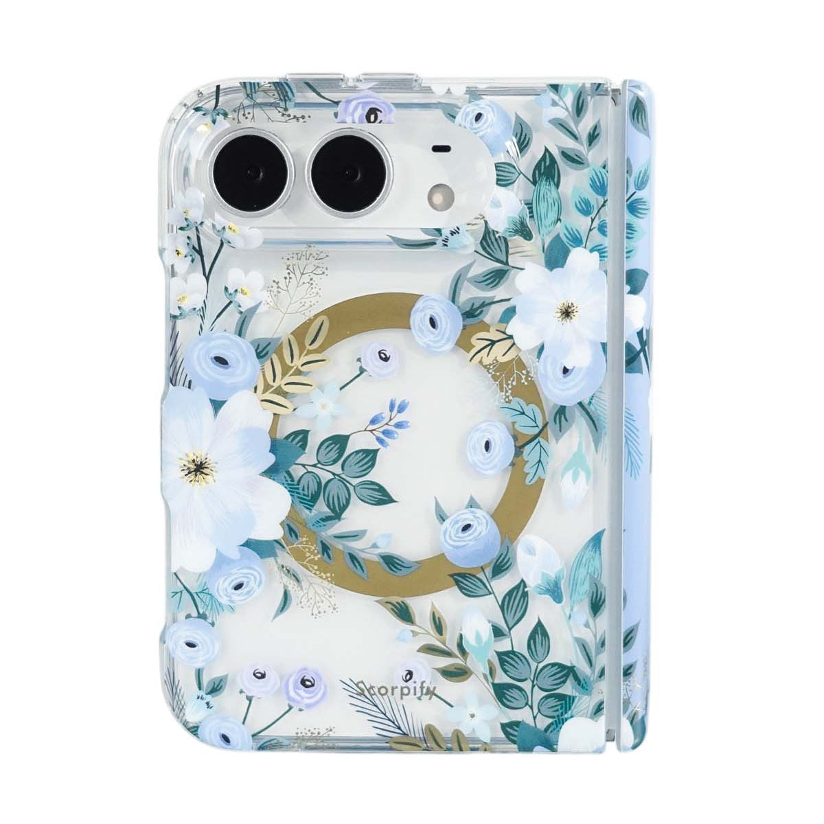 Blue Nemophila floral print iPhone Duo case with MagSafe compatibility