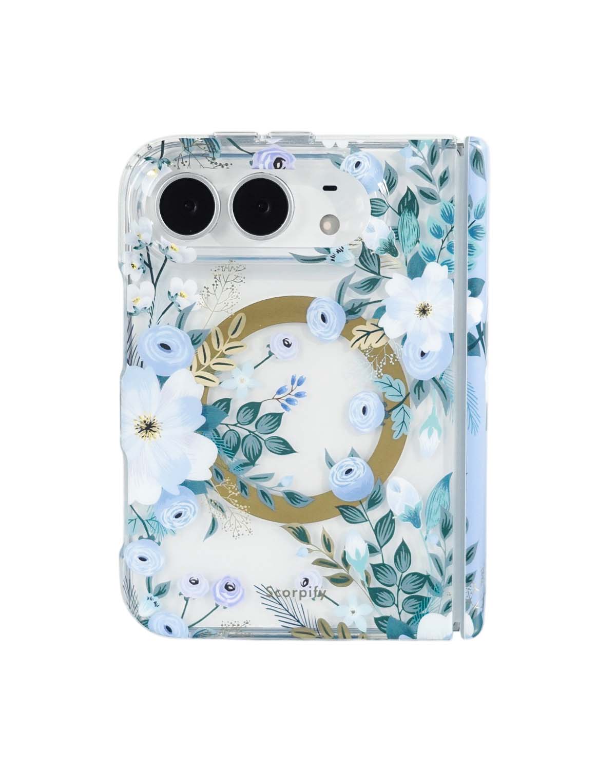 Blue Nemophila floral print iPhone Duo case with MagSafe compatibility