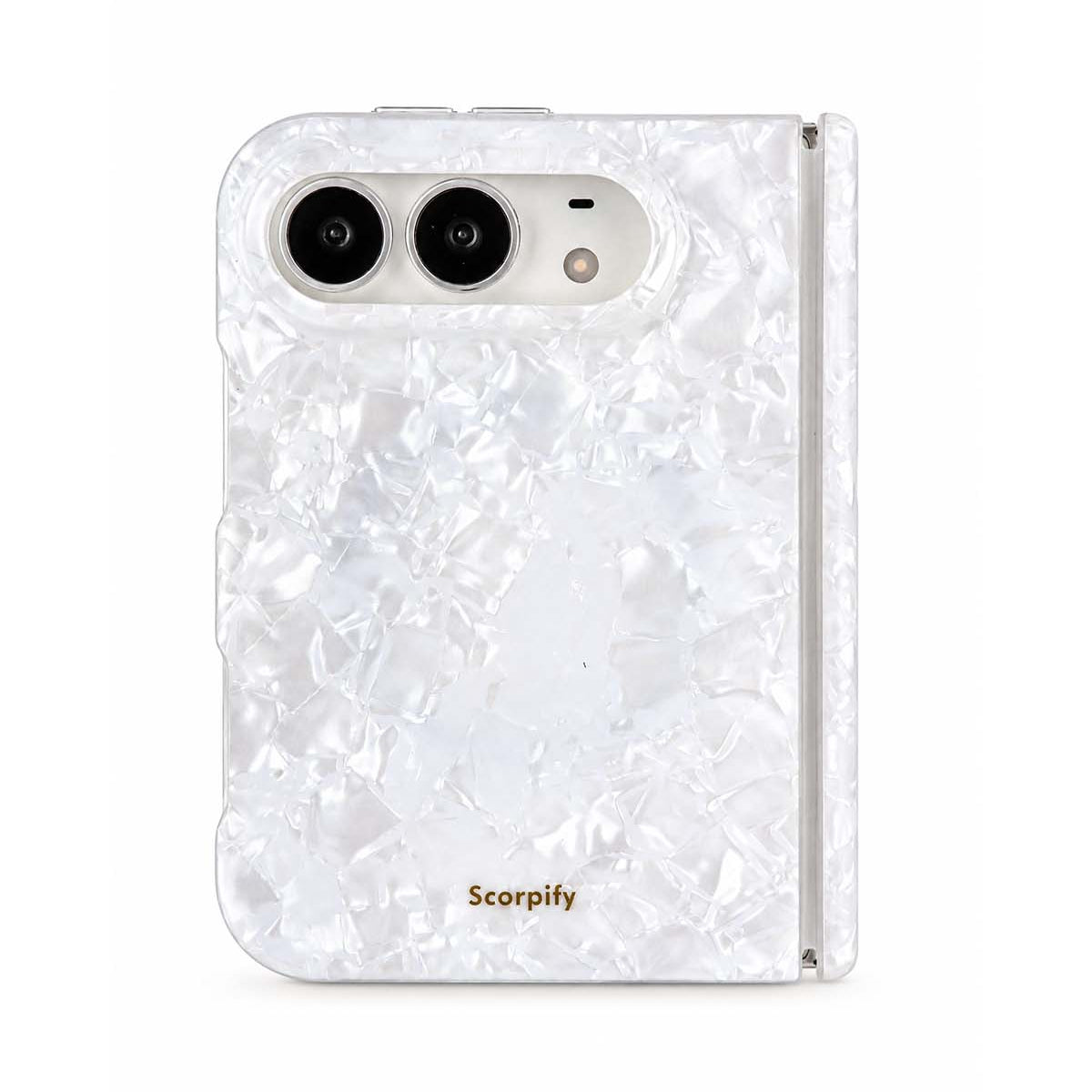 White mother-of-pearl iPhone Duo case with MagSafe compatibility