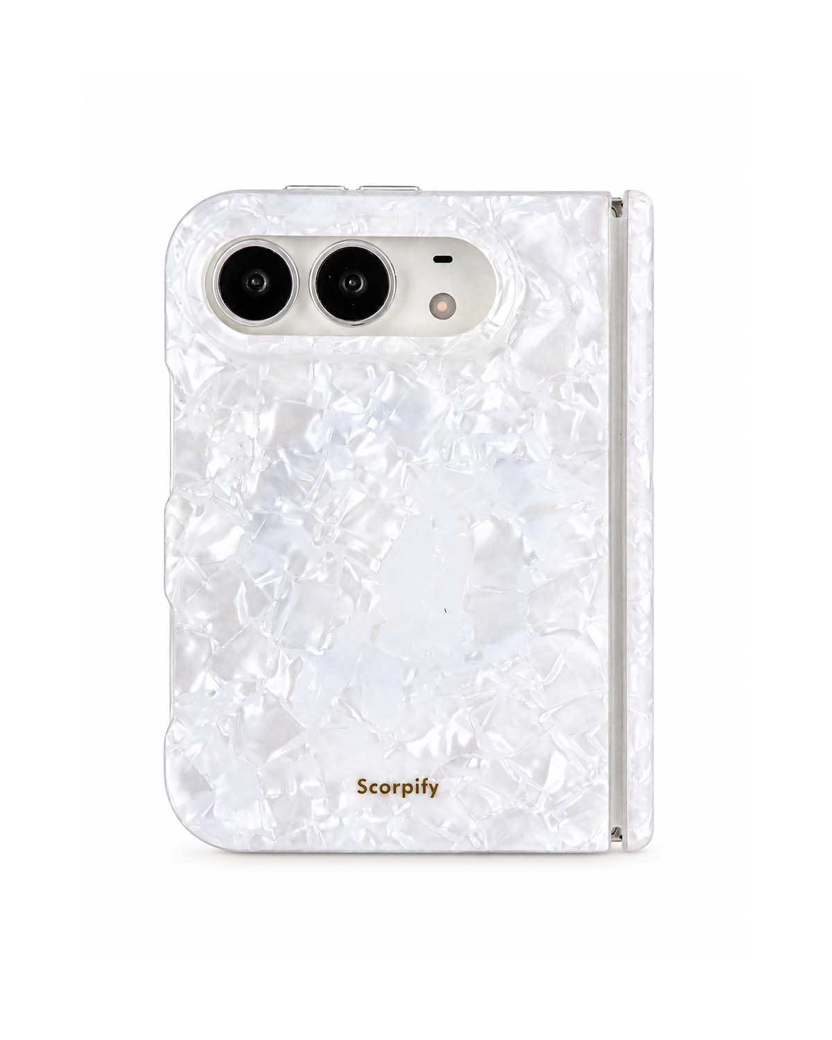 White mother-of-pearl iPhone Duo case with MagSafe compatibility