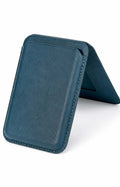 Storm blue iPhone leather wallet, open flat view