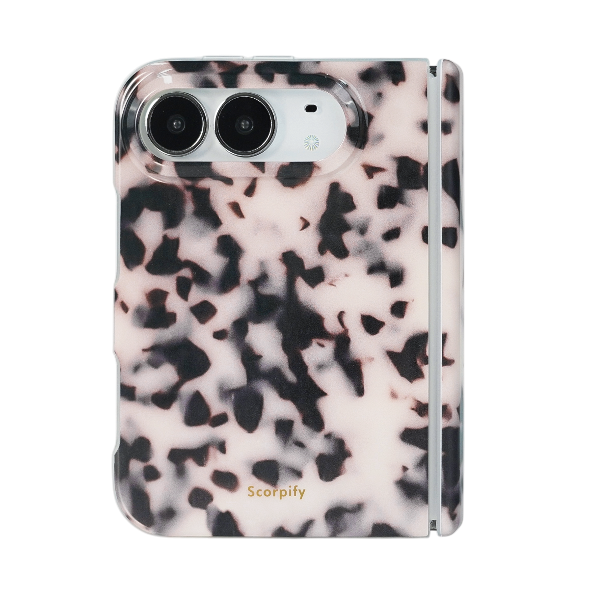 Pink tortoise shell print iPhone Duo case transparent background