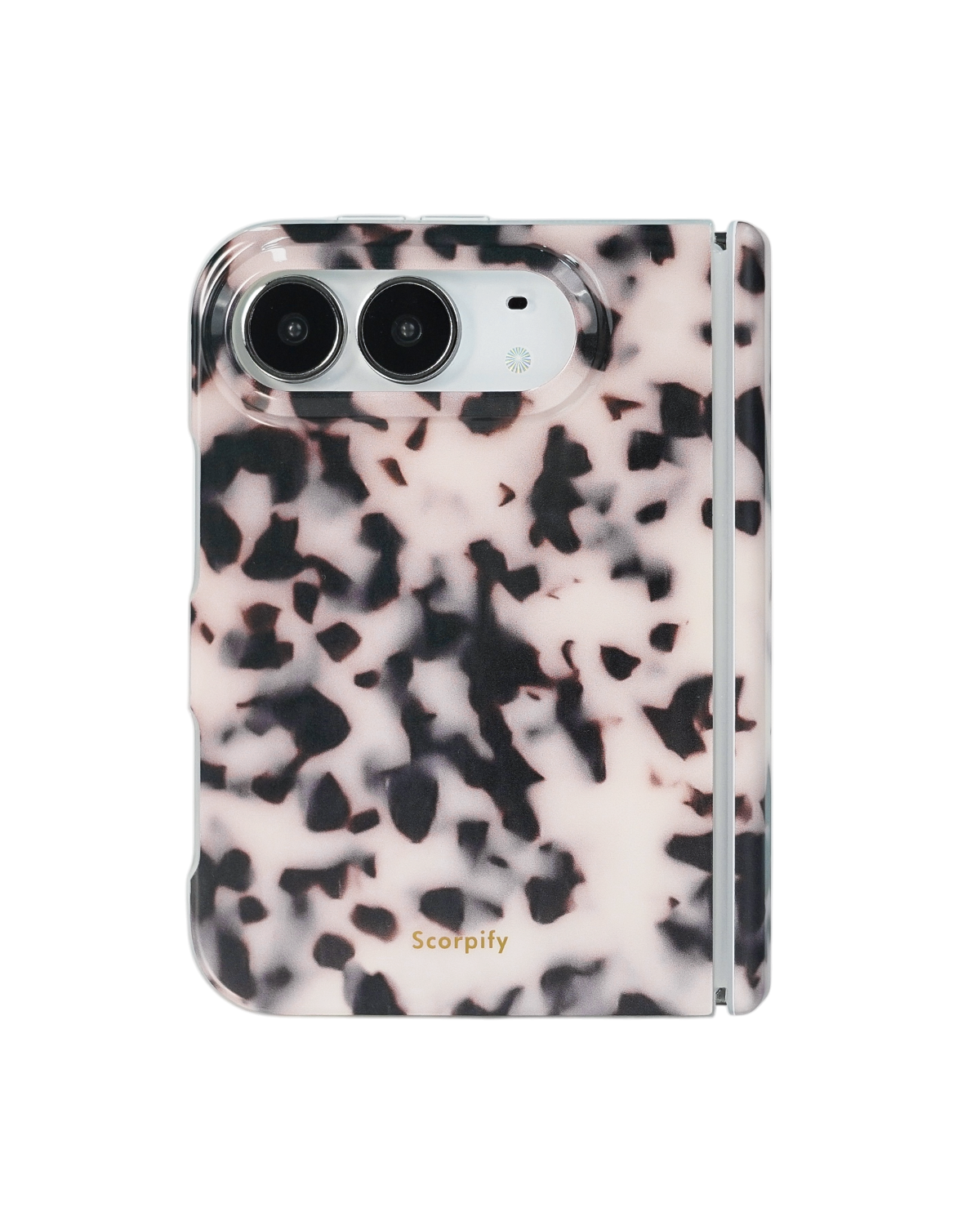 Pink tortoise shell print iPhone Duo case transparent background