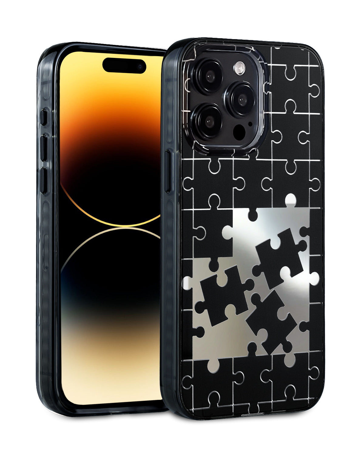 Black Puzzle Mirror iPhone Case