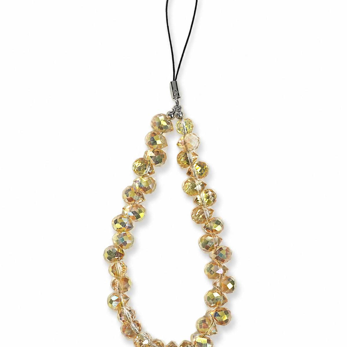 Yellow teardrop phone charm with glossy bead detail
