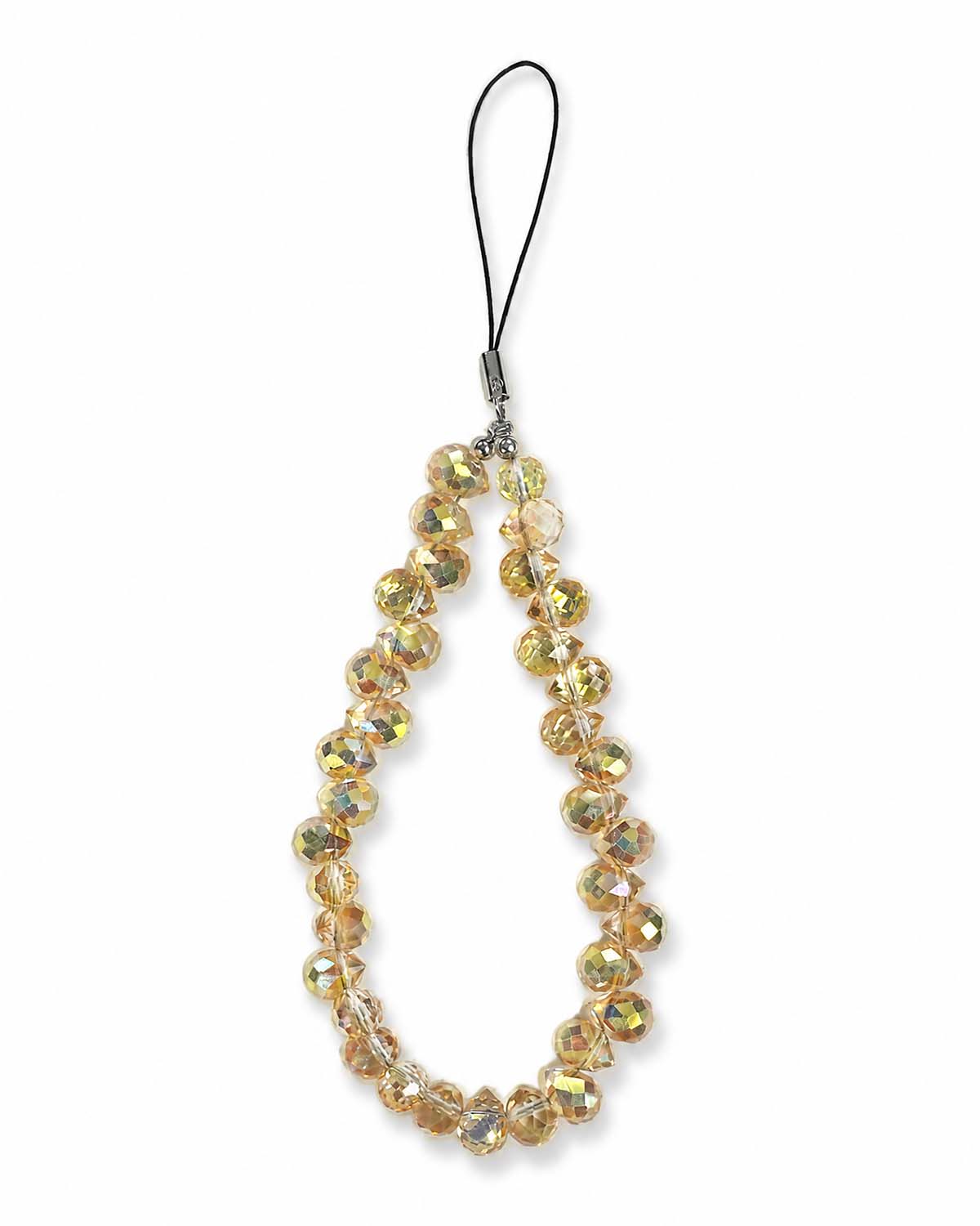 Yellow teardrop phone charm with glossy bead detail
