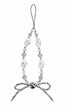 Crystal pearl bow phone charm with elegant detailing