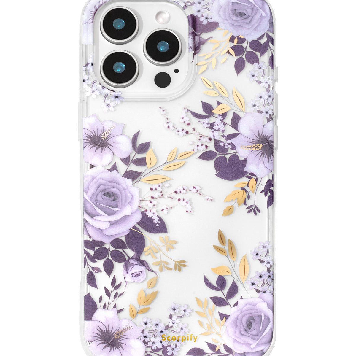Purple Hibiscus Rose Floral Clear iPhone Case
