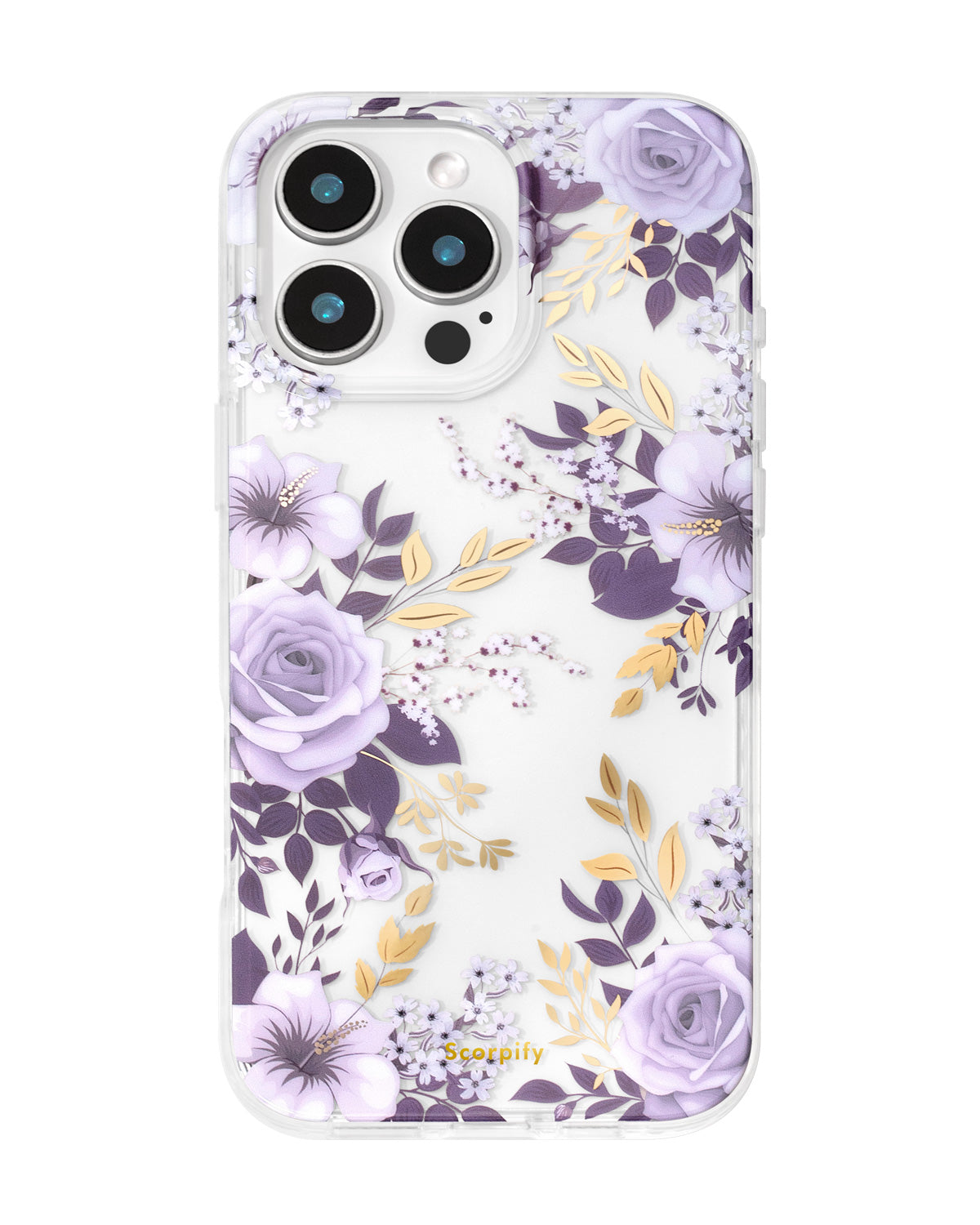 Purple Hibiscus Rose Floral Clear iPhone Case
