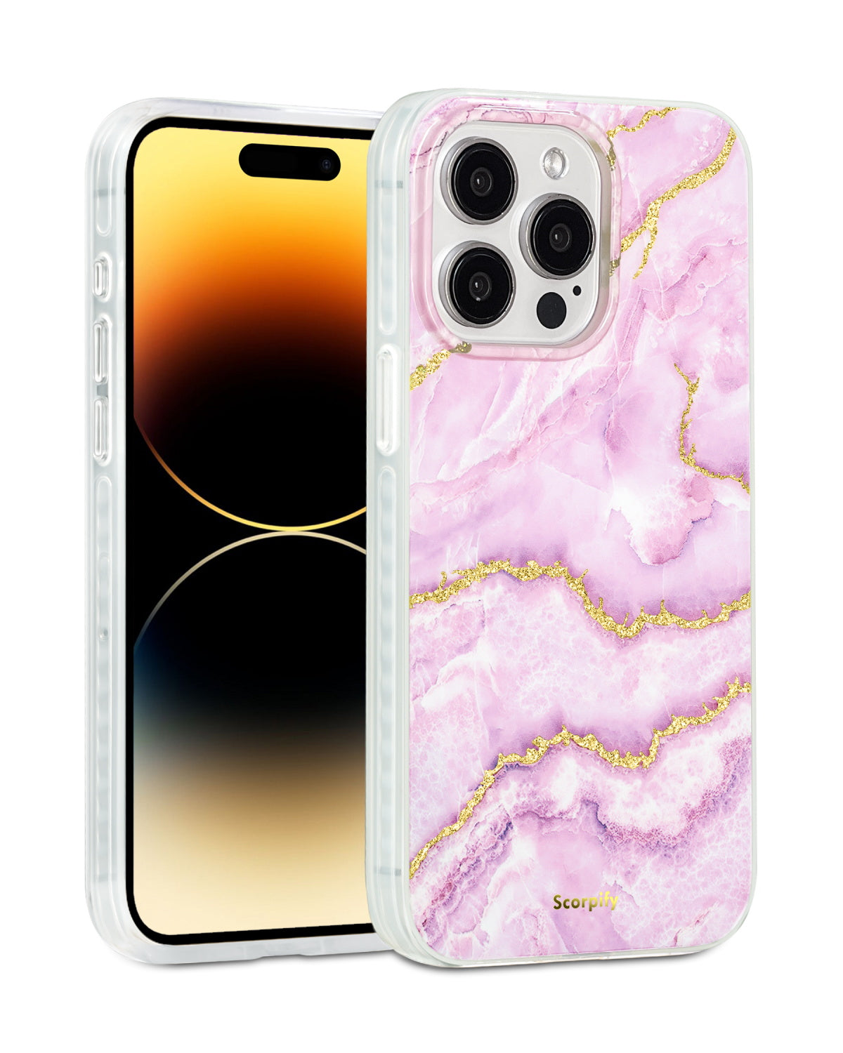 Marble gold foil iPhone case pink design