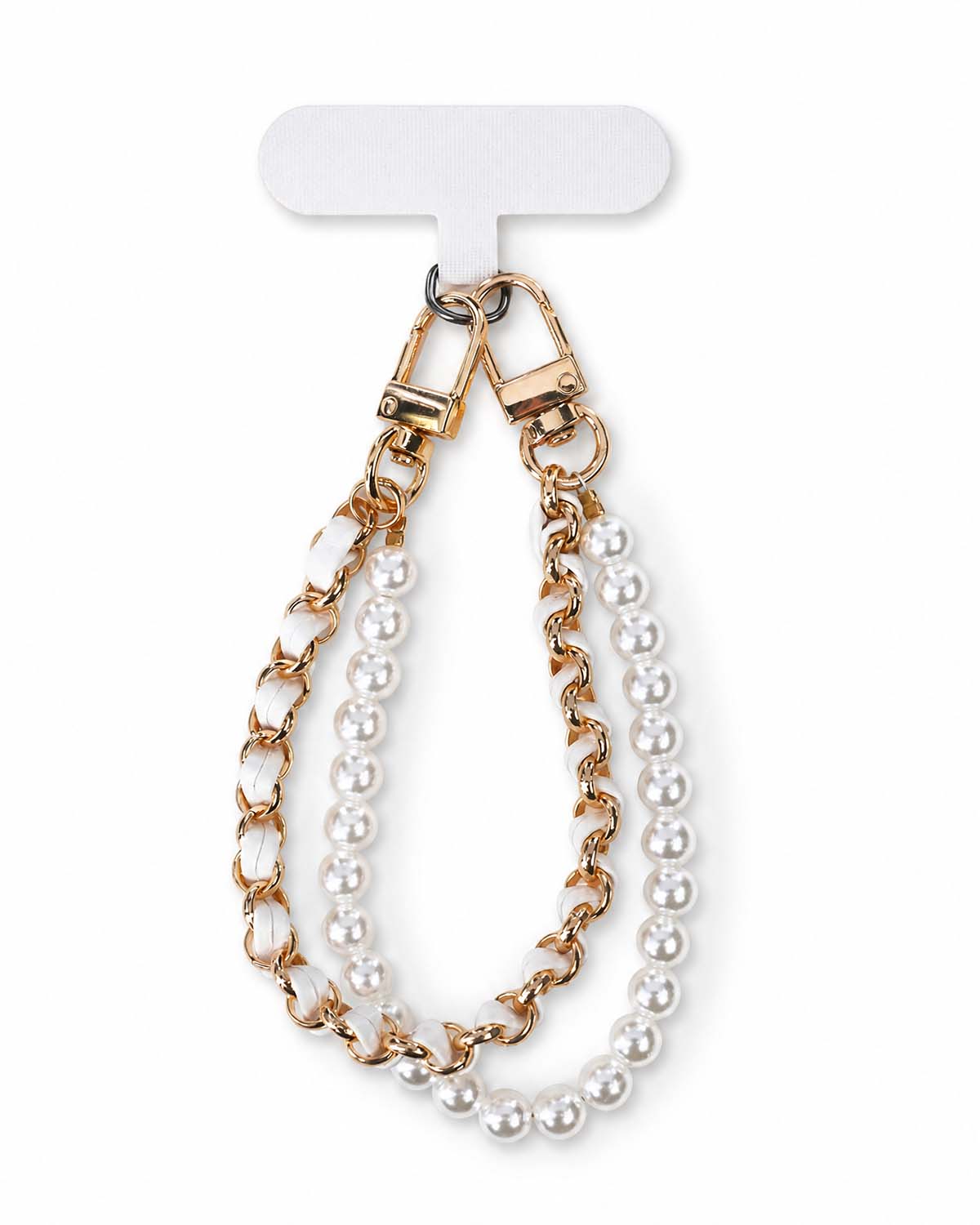 Leather Pearl Double Chain Phone Charm