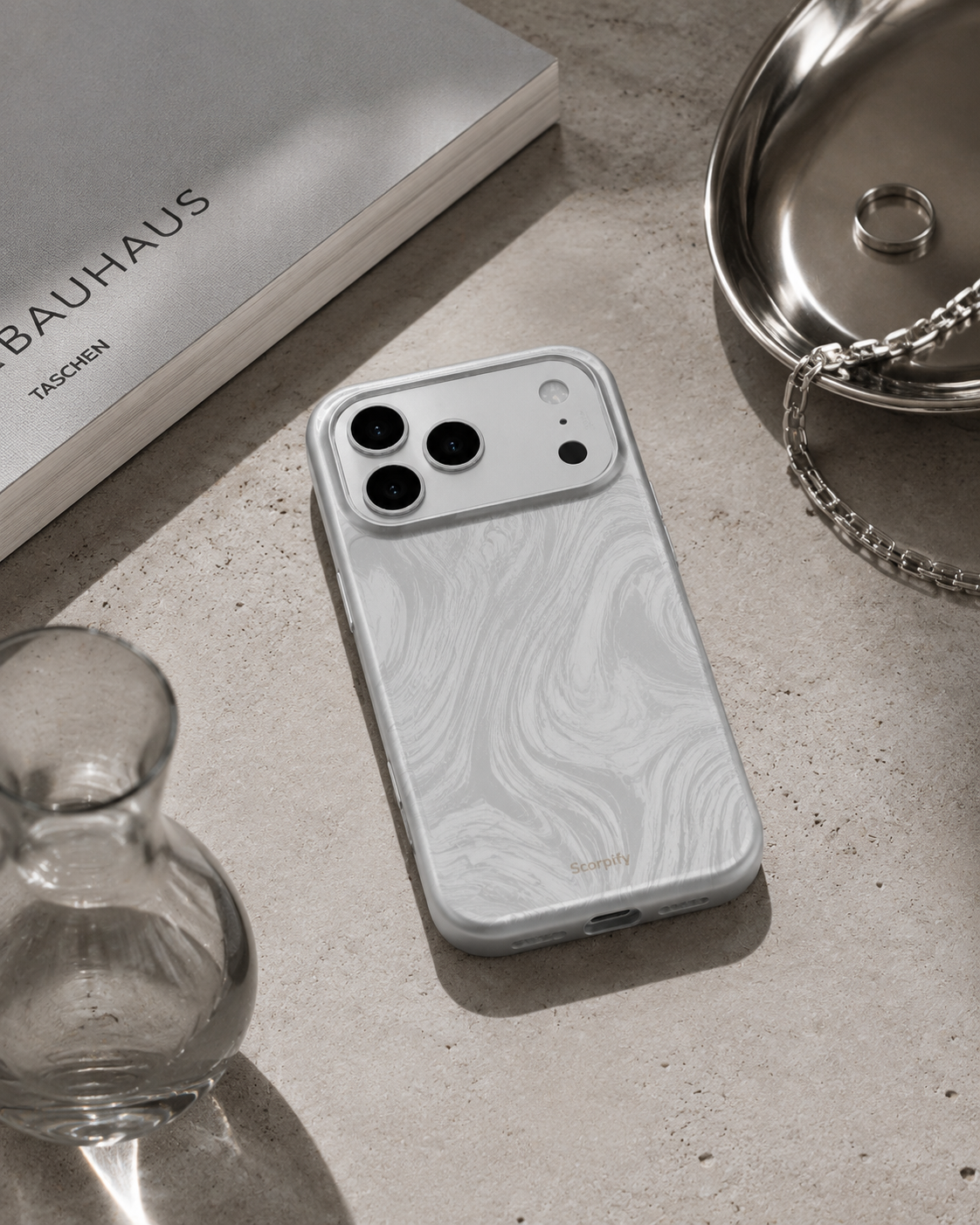 Silver Swirl Lumina Leather MagSafe iPhone Case