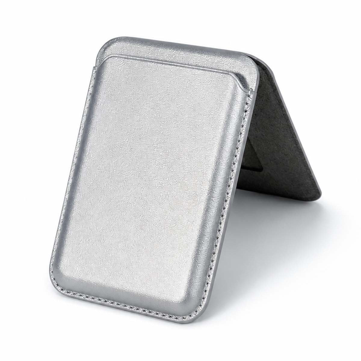 Metallic Silver MagSafe Leather Wallet
