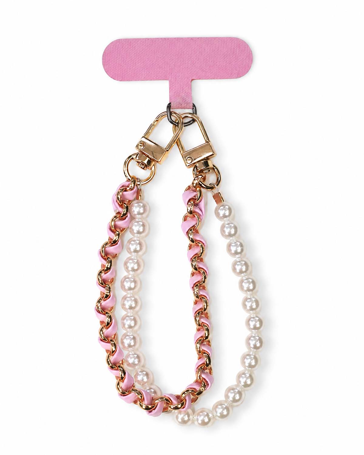 Leather Pearl Double Chain Phone Charm