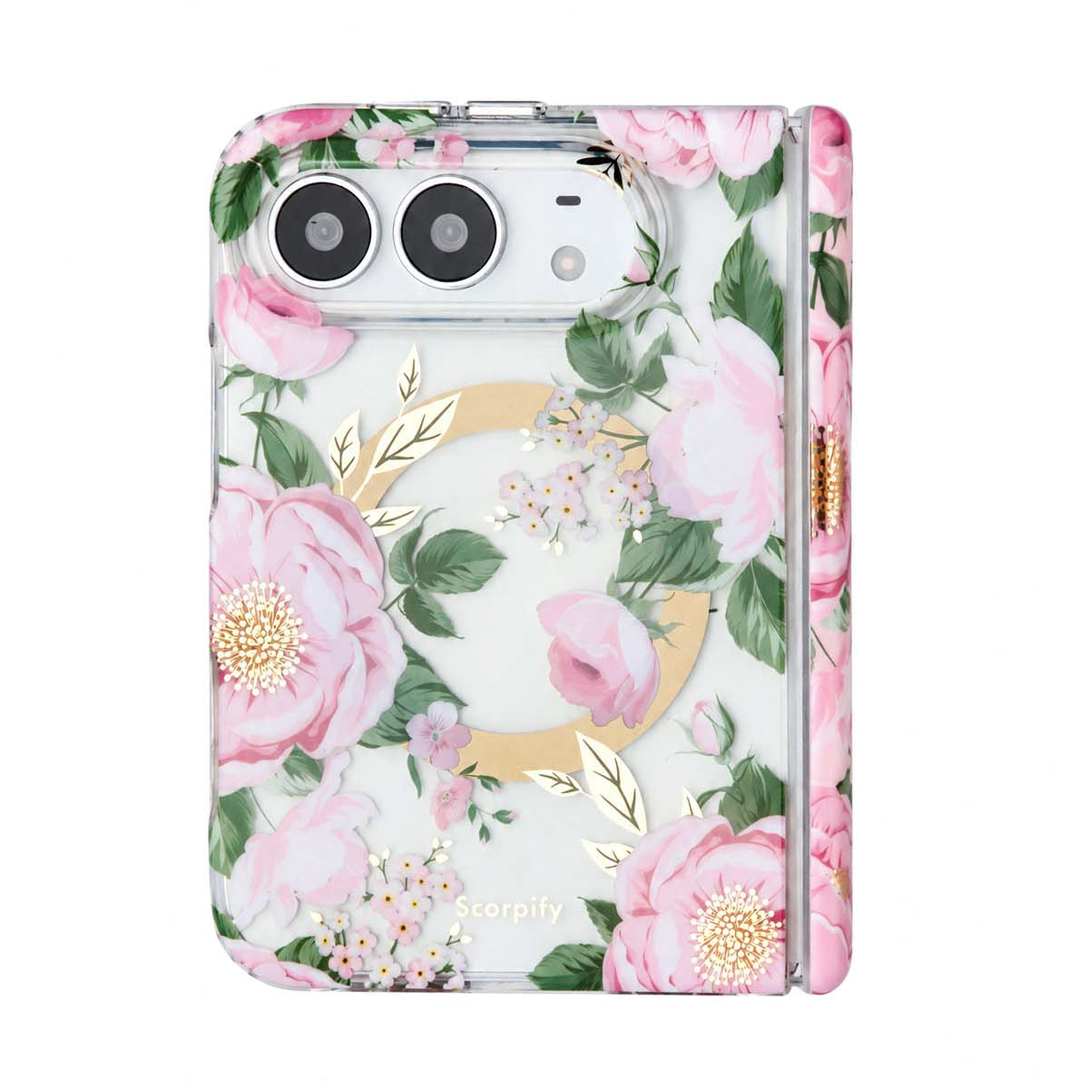 Pink peony floral print iPhone Duo case with MagSafe compatibility