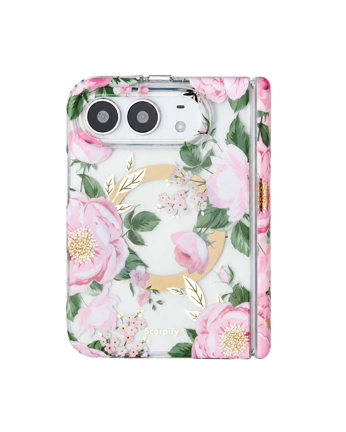 Pink peony floral print iPhone Duo case with MagSafe compatibility