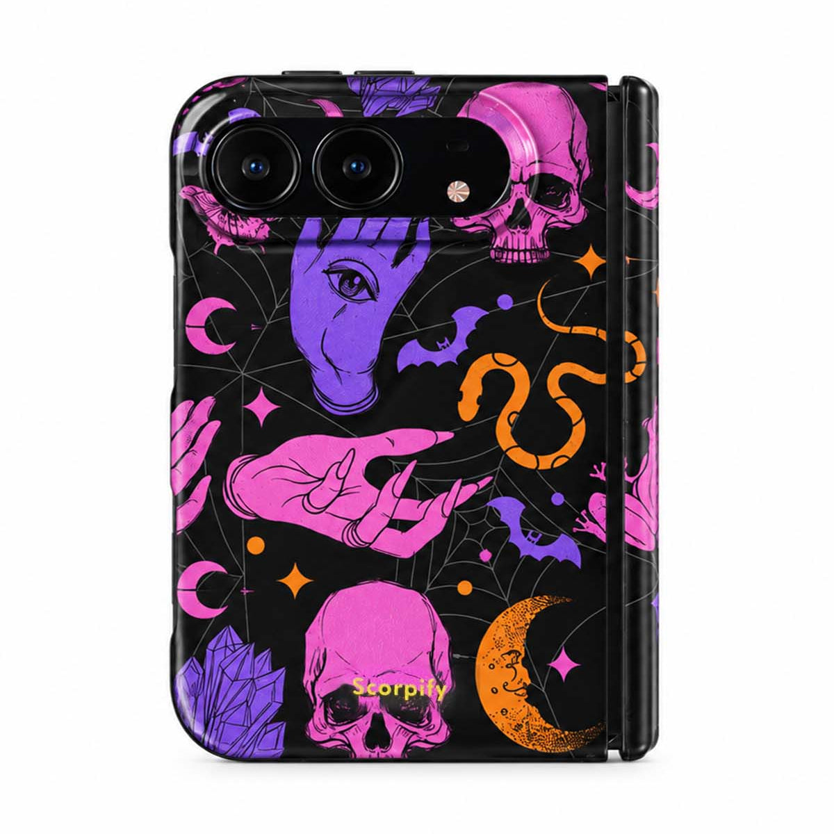 Phantom Carnival pink skull and bat print iPhone Duo case with MagSafe compatibility