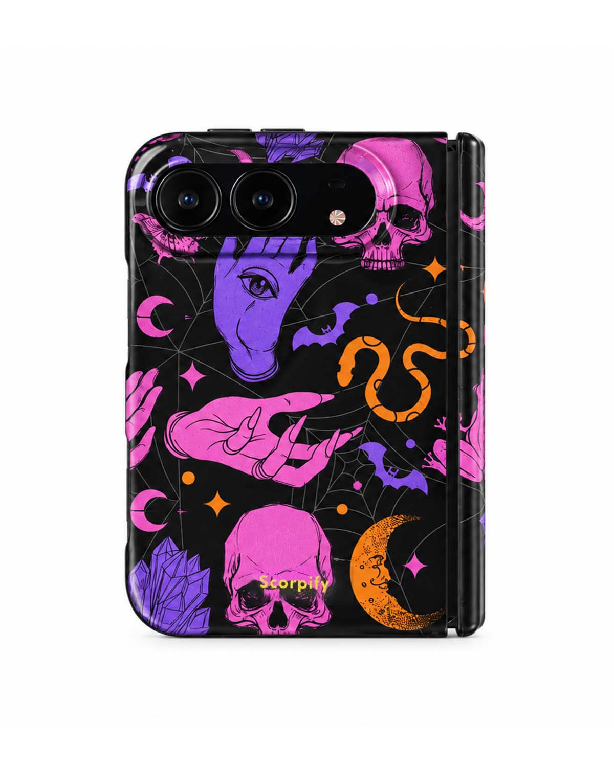 Phantom Carnival pink skull and bat print iPhone Duo case with MagSafe compatibility