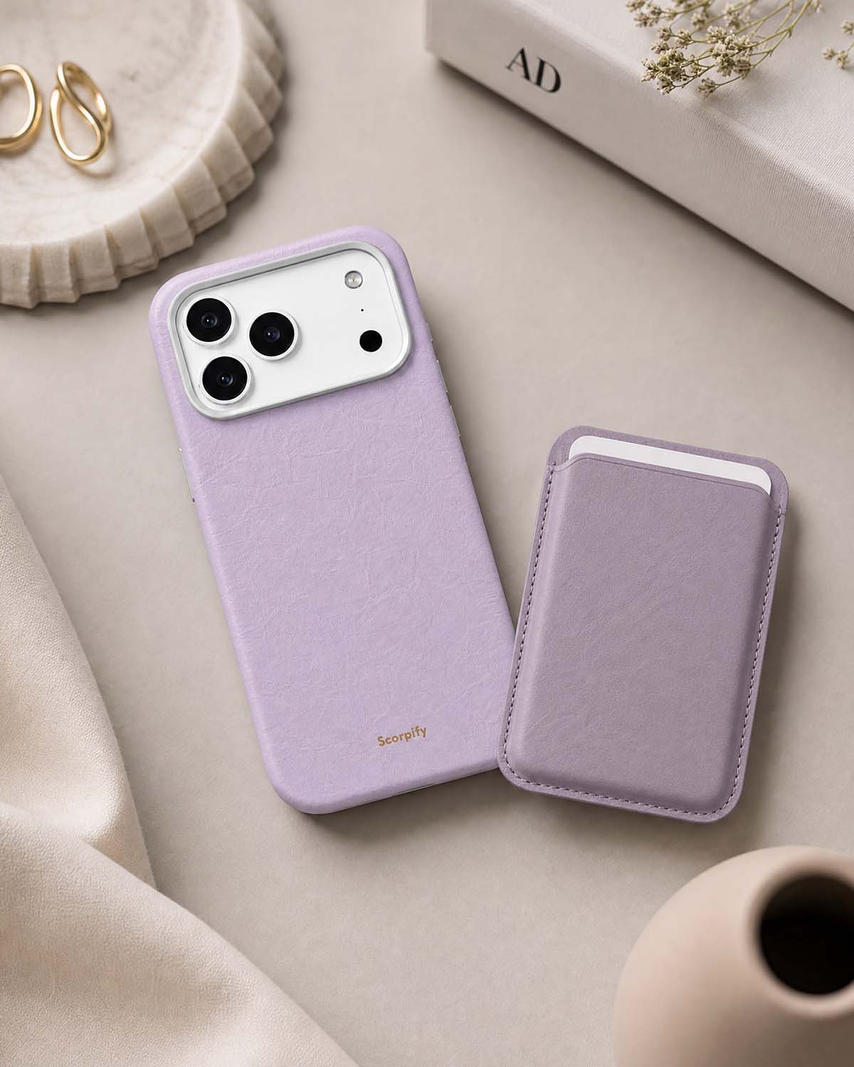 Purple Lavender MagSafe Leather Wallet