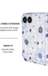 Full hinge coverage view of Purple anemone floral print iPhone Duo case