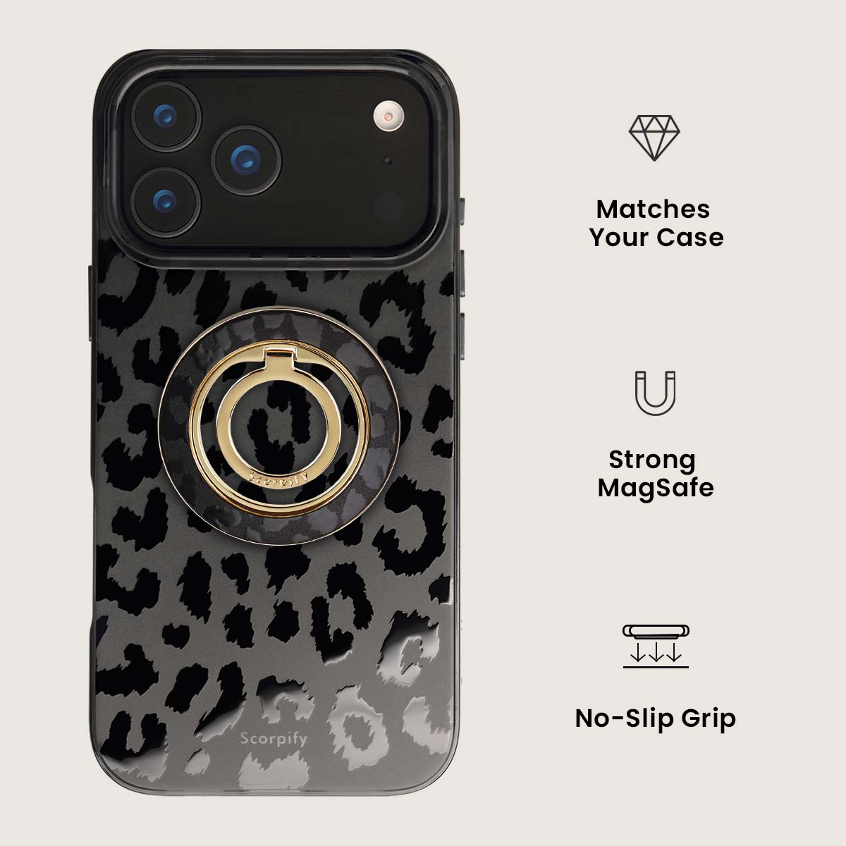 Scorpify Black Leopard MagSafe Ring Holder