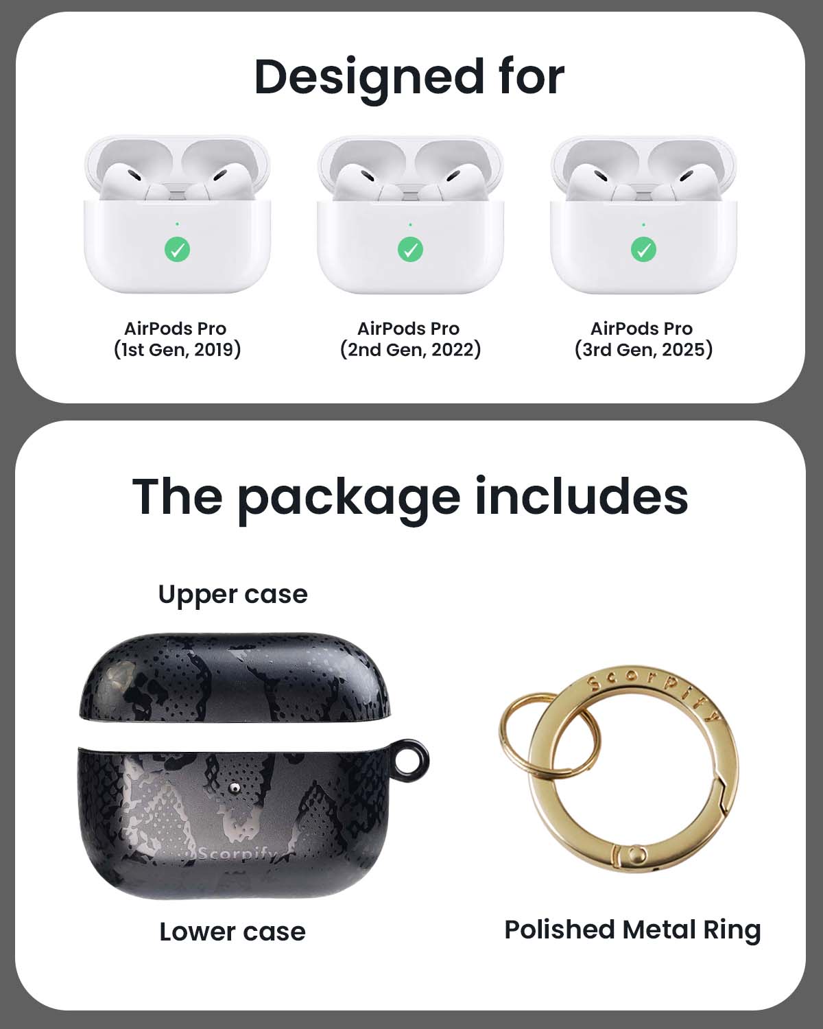 Matte Black Snake AirPods Case