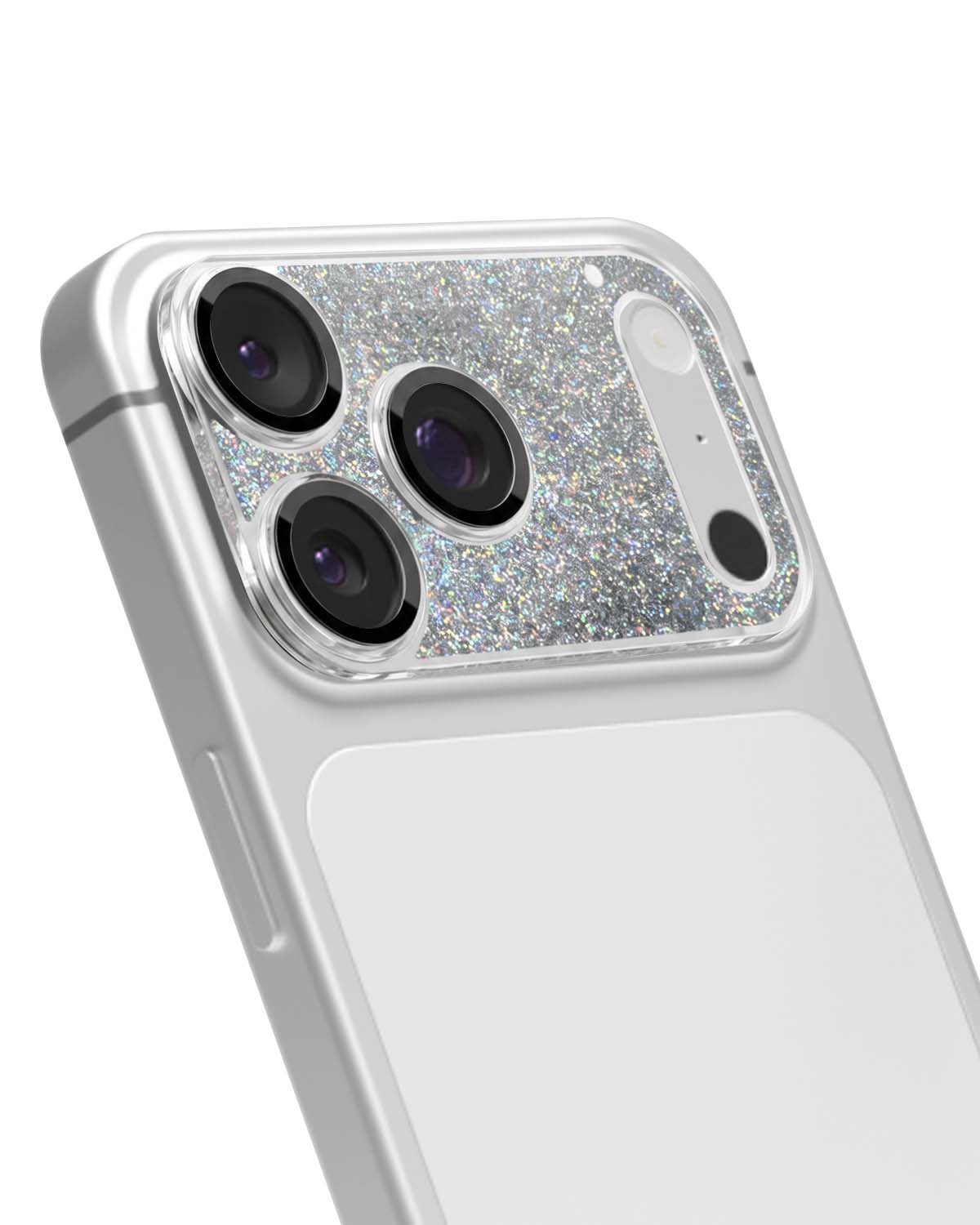 Close-up of Silver Gleam Flow lens protector showing flow sand texture detail