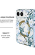 Full hinge coverage view of Blue Nemophila floral print iPhone Duo case
